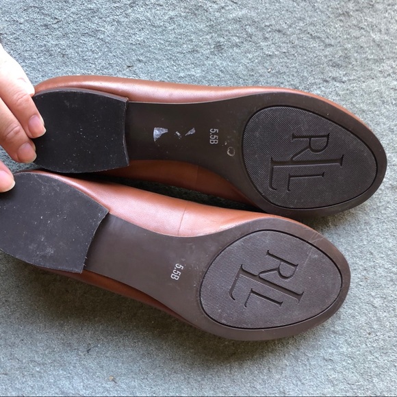 Ralph Lauren Chestnut Brown Leather Bow Flats 5.5 - Picture 10 of 12